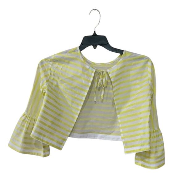 Kimchi Blue Striped Blouse Women XS Bell Sleeves Open Front Casual Summer Preppy - Picture 1 of 10